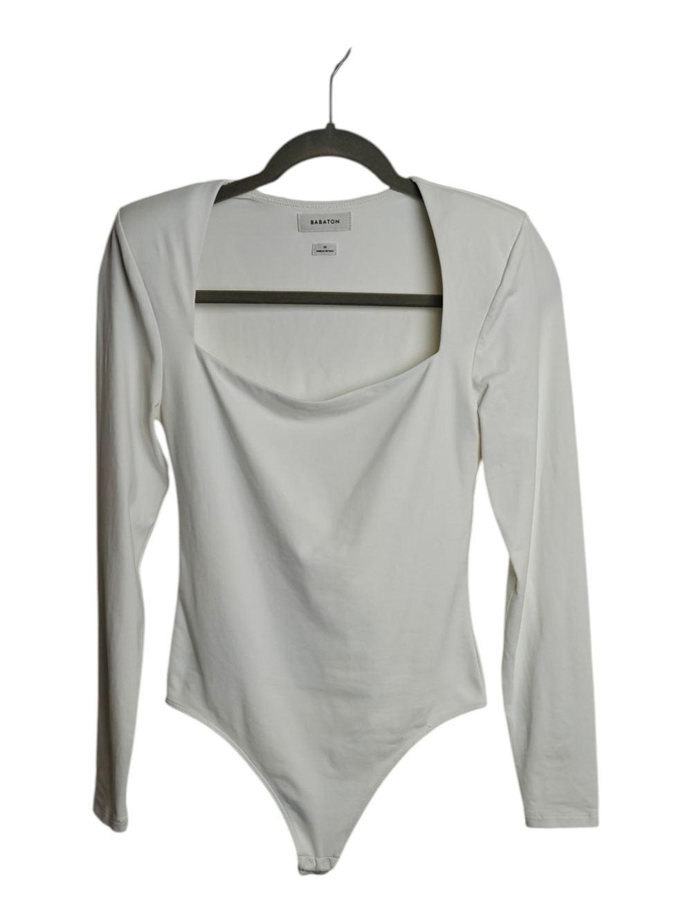 Babaton Off-White Square-Neck Long-Sleeve Bodysuit